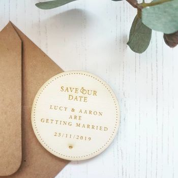 Wedding Rings Wooden Save The Date Magnet, 3 of 8