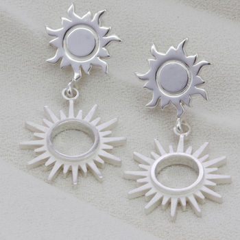Personalised Silver Sun Earrings, 3 of 4
