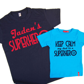 Personalised Superhero Keep Calm T Shirt Set, 2 of 6