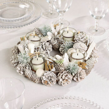 Merry And Bright White Christmas Candle Centerpiece, 5 of 9