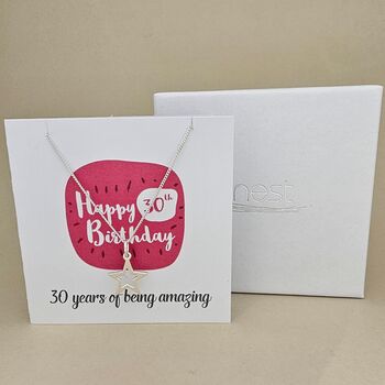 Boxed 30th Birthday Star Necklace Card, 2 of 3