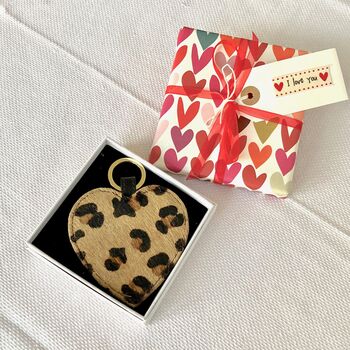 Leopard Print Leather Heart / Star Keyring / Charm, 3 of 8