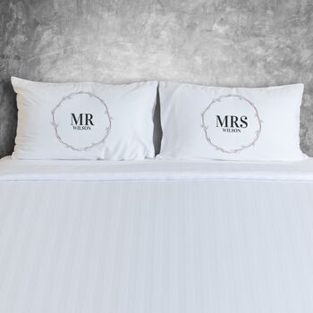 Personalised Wreath Pillowcase For Couples, 2 of 2