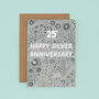 Silver Floral 25th Anniversary Card, thumbnail 3 of 3