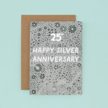 Silver Floral 25th Anniversary Card, 3 of 3