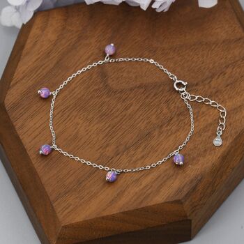 Delicate Purple Opal Beaded Charm Bracelet, 5 of 10