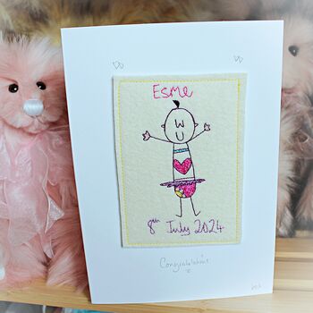 Personalised New Baby Card, Embroidered, 2 of 8