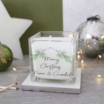 Merry Christmas Mistletoe Candle For Grandparents, 8 of 8