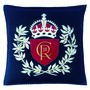 Coronation Crown And Wreath Cushion In Navy Wool, thumbnail 2 of 3