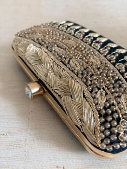 Heavily Embroidered Green Clutch Bag, 8 of 11