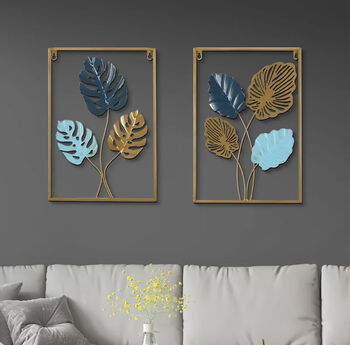 Subtle Soft Shades Of Blue And Gold Wall Art Decor, 7 of 11