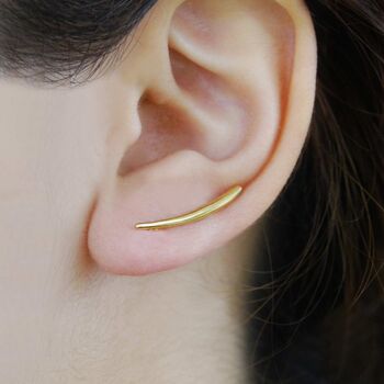 Curved Sterling Silver Bar Stud Earrings, 4 of 6