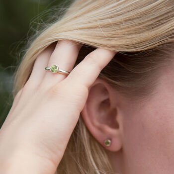 Solid Gold August Birthstone Peridot Ring, 3 of 7