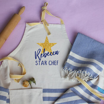 Personalised Cotton Apron Tea Towels, Gift For Her, 2 of 12