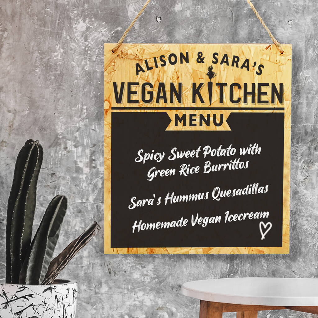 Personalised Vegan Kitchen Chalkboard Menu, 1 of 3