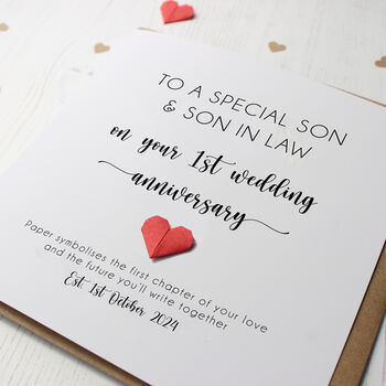 First Anniversary Card For Son And Son In Law, 2 of 6