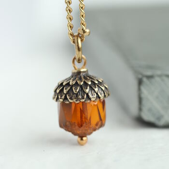 Burnt Orange Acorn Necklace, 2 of 8