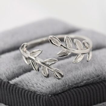 Sterling Silver Olive Leaf Ring, 4 of 12