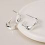Silver Plated Wave Hoop Earrings, thumbnail 2 of 4