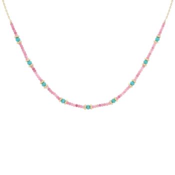 Syros Pink Tourmaline Turquoise Gemstone Necklace, 3 of 5