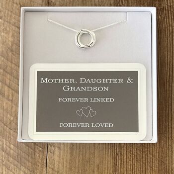 Mother, Daughter And Grandson Link Necklace In Silver Or Rose Gold, 2 of 4
