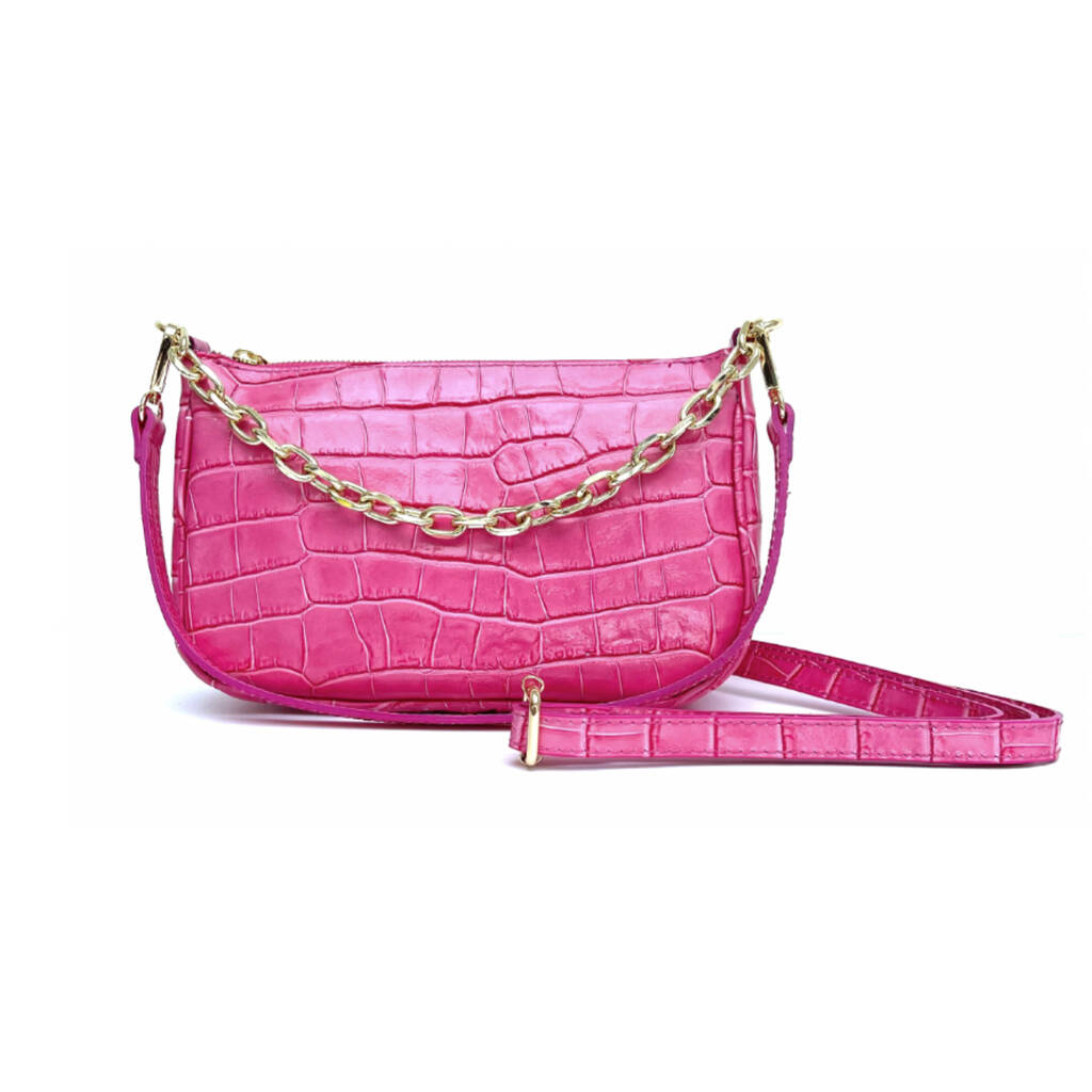 pink croc shoulder bag