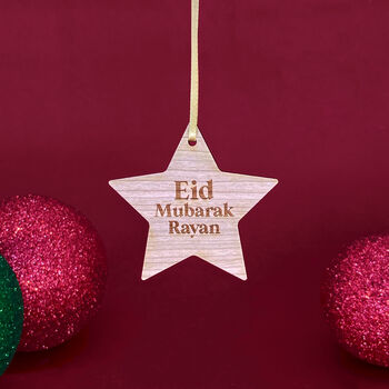 Personalised Eid Mubarak Hanging Star Decoration, 2 of 2