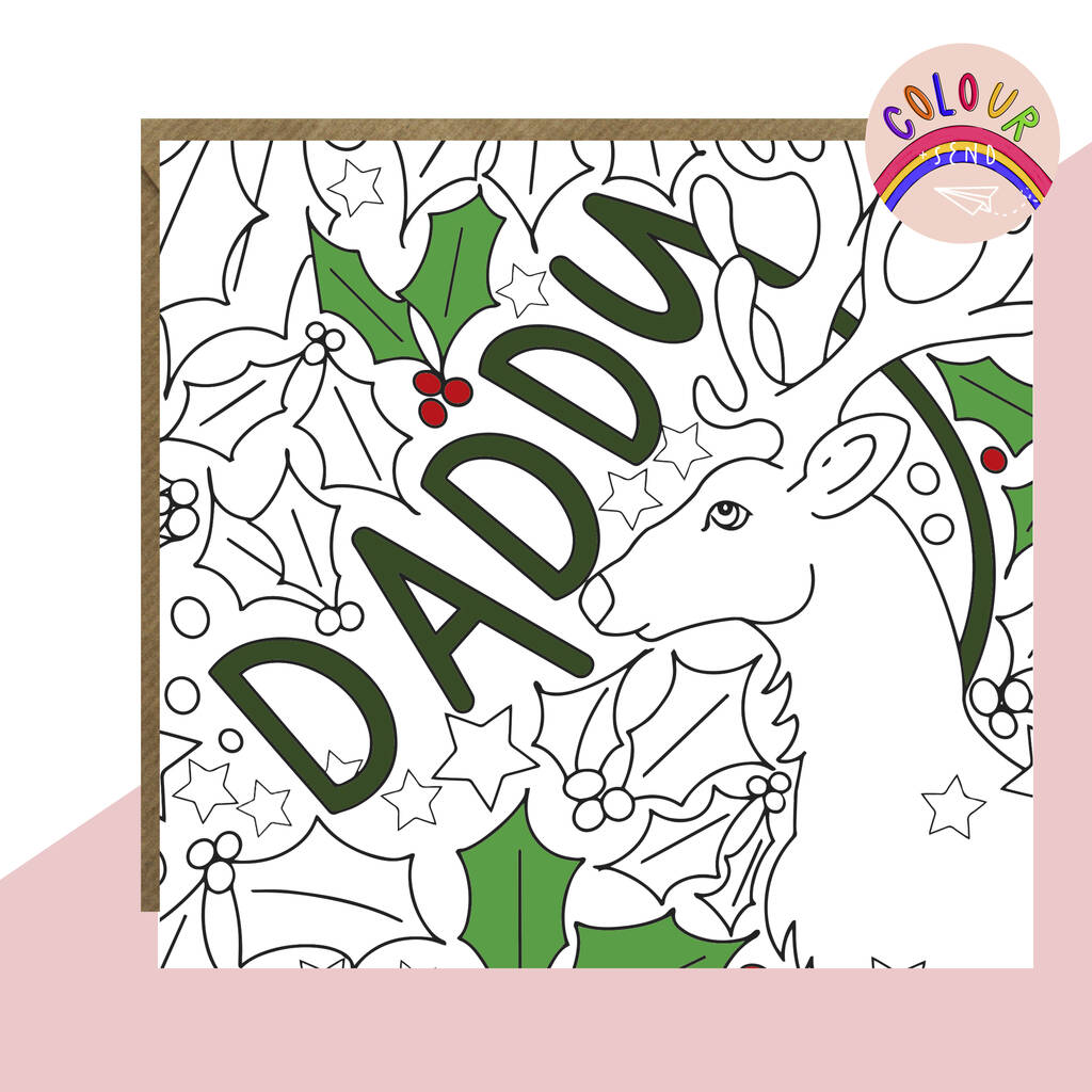 Colour + Send 'Daddy' Reindeer Christmas Card