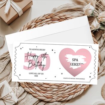 Personalised 50th Birthday Scratch Card, Surprise Gift Reveal, 3 of 9