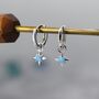 Sterling Silver Tiny Blue Opal Starburst Huggie Hoop Earrings, thumbnail 8 of 12