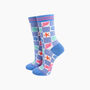 Seashell Checkerboard Bamboo Socks In Blue, thumbnail 1 of 4