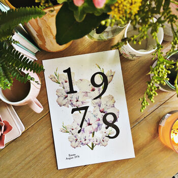 Birth Flower Birthday Print Personalised Recycled, 5 of 11