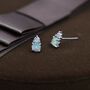 Opal With Cz Stud Earrings In Sterling Silver, thumbnail 1 of 11