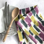 Lucia Tea Towel, Green, Grey And Amethyst Pattern, thumbnail 1 of 2