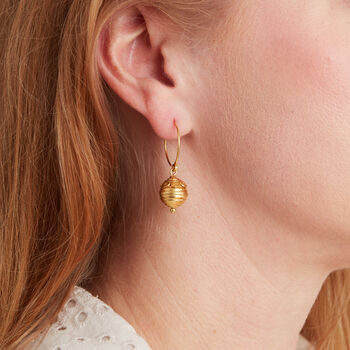 Gold Plated Silver Hoop Ball Earrings, 5 of 8