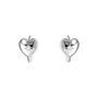 Sterling Silver Starburst Cz Heart Huggie Hoop Earrings, thumbnail 2 of 6