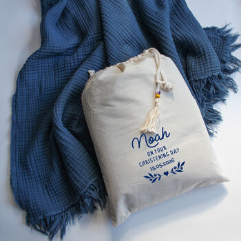 Personalised Christening Gift, Cotton Muslin Baby Blanket, 2 of 8