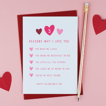 'five Reasons Why I Love You' Card By Kimberley Rose Studio ...