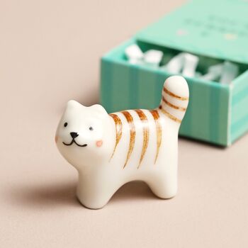 Tiny Matchbox Ceramic Cat Token, 3 of 4