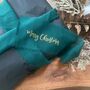 Personalised Green Hand Frayed Christmas Gifting Ribbon, thumbnail 4 of 5