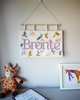 Punchneedle Floral Name Banner, 3 of 5