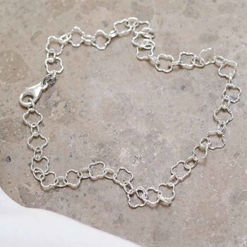 Sterling Silver Shimmer Clover Anklet, 2 of 5