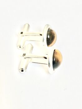 Silver And Tigers Eye Cufflinks, 2 of 6