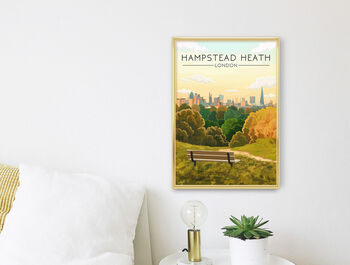 Hampstead Heath London Skyline Travel Poster Art Print, 3 of 8