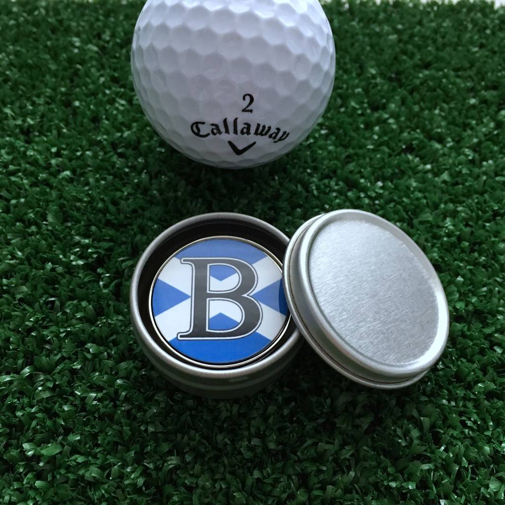 Personalised Initial Scotland Flag Golf Ball Marker By Hope and Halcyon ...
