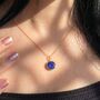 18ct Gold Vermeil Plated Blue Sapphire Necklace, thumbnail 2 of 4