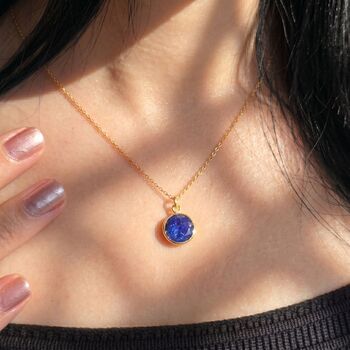 18ct Gold Vermeil Plated Blue Sapphire Necklace, 2 of 4