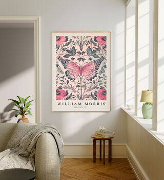 Set Of Two William Morris Pink Butterfly Art Prints, 4 of 4