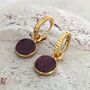 Circle Ruby July Birthstone Earrings, Gold, thumbnail 5 of 6