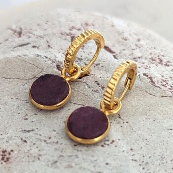 Circle Ruby July Birthstone Earrings, Gold, 5 of 6